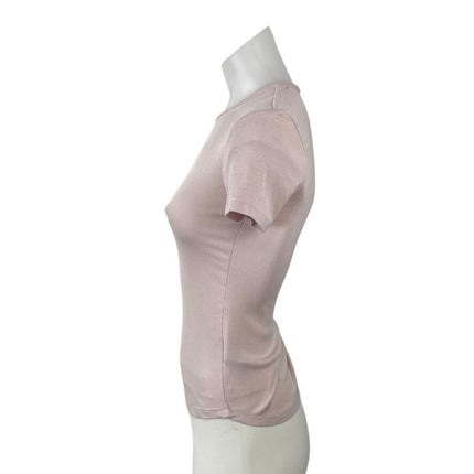 Artizia Sunday Best ReRib Pink Short Sleeve Ribbed Knit Crew Neck T Shirt Top XS