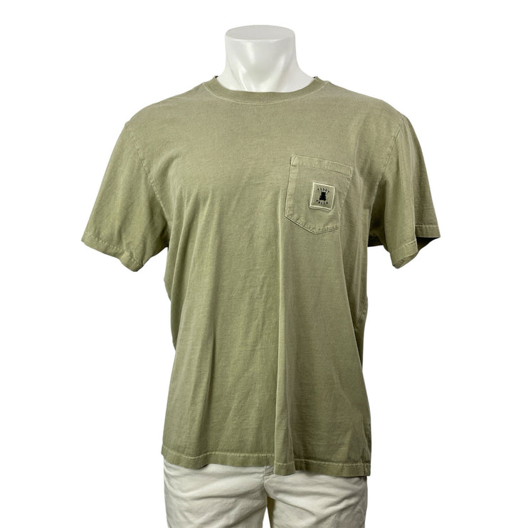 Teddy Fresh Men's Green Cotton Short Sleeve Crew Neck Pocket T Shirt Tee Top L