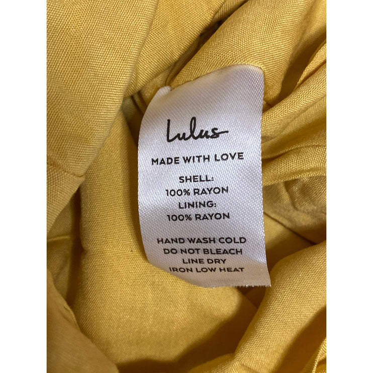 NEW Lulus Yellow Ruffle Smocked Off the Shoulder Wide Leg Romper Jumpsuit Size M