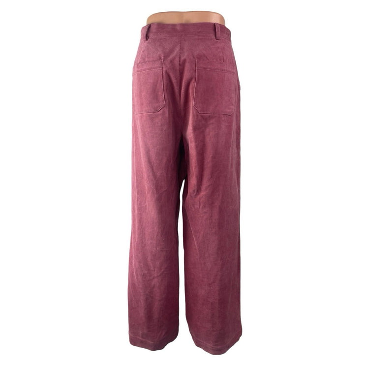 Oliver Bonas Womens Pink Purple Corduroy High Rise Wide Leg Trousers Pants Sz 10