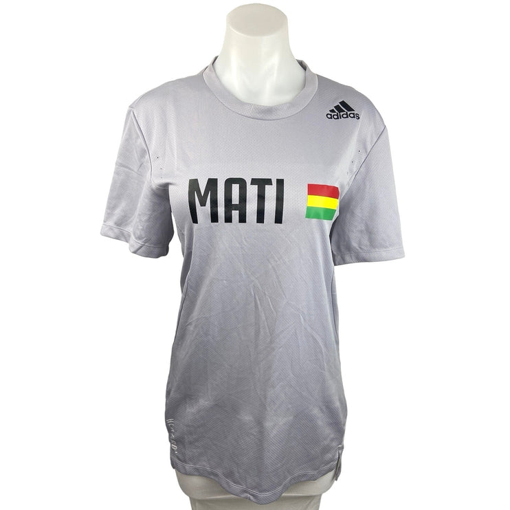 Adidas NWT Gray Crew Neck Logo Mati Flag Pullover Athletic T Shirt Top Size M