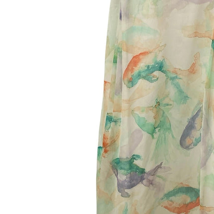 Zara Multicolor Watercolor Fish Print Sleeveless Camisole Mini Slip Dress Sz XS0
