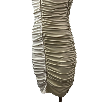 Abercrombie & Fitch Beige Khaki Colorblock Cutout Ruched Mini Bodycon Dress ST