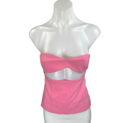 Zara Women's Pink Sleeveless Strapless Tube Bandeau Cutout Blouse Top Size M