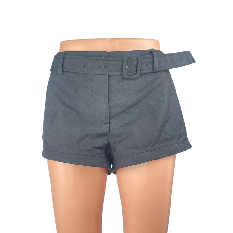 Lioness Women's Gray Mid Rise Belted Slim Fit Straight Leg Mini Shorts Size L