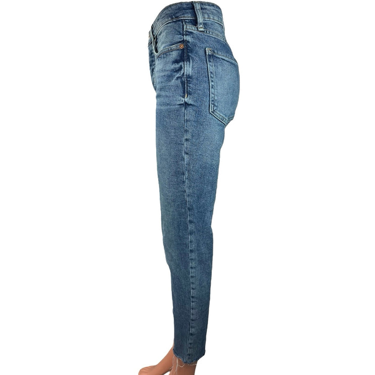 Old Navy Blue Medium Wash High Rise Cropped Denim OG Straight Leg Jeans Size 0