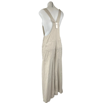 NEW Anthropologie Beige Sleeveless Baggy Wide Leg Palazzo Overall Jumpsuit Sz M