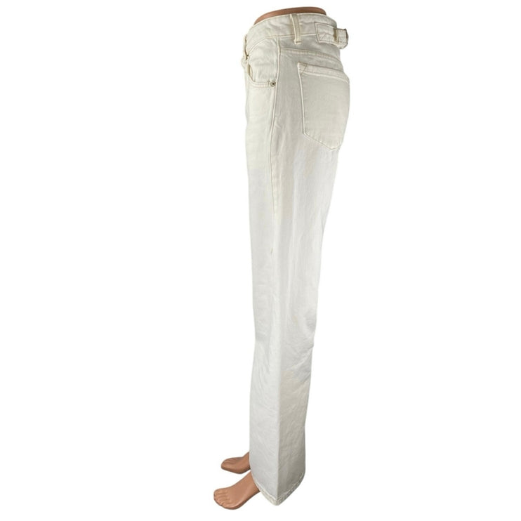 Zara Women's White High Waisted Wide Leg Baggy Straight Leg Denim Jeans Size 0