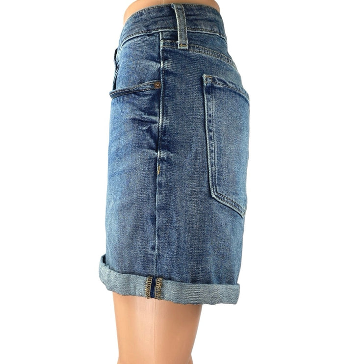 Old Navy OG Straight Women's Blue High Rise Cuffed Denim Jean Shorts Size 14