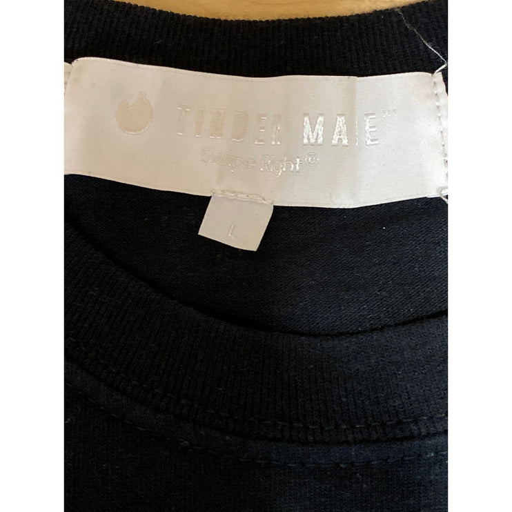 Tinder Mate Men's Black Crewneck Short Sleeve Graphic Print Tee T-shirt Top Sz L