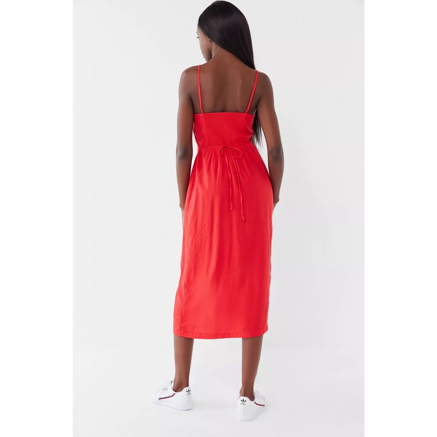 Urban Outfitters Red Onyx Linen Button-Front Slit Spaghetti Straps Mid – Brie Urban Outfitters Red Onyx Linen Button-Front Slit Spaghetti Straps Mid – Brie