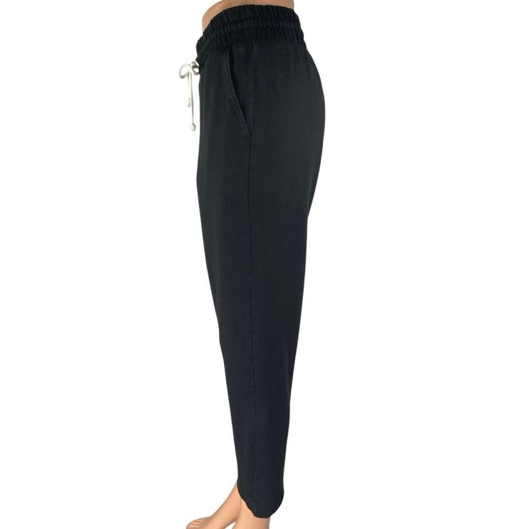 Ann Taylor LOFT Black Elastic Waist Drawstring Straight Leg Trousers Pants Sz XS
