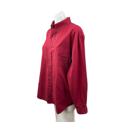 Croft & Barrow Men's Red Collared Long Sleeve Button Down Dress Shirt Top Size L