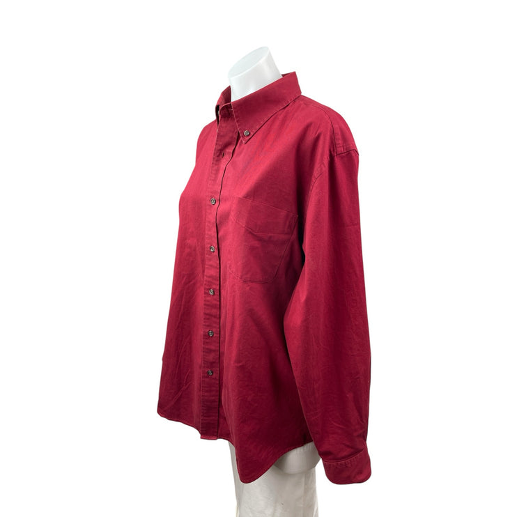Croft & Barrow Men's Red Collared Long Sleeve Button Down Dress Shirt Top Size L