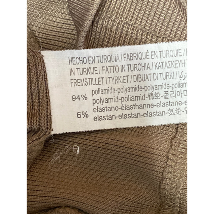 Stradivarius Women's Brown Square Neck Rib Knit Long Sleeve Crop Shirt Top Sz S