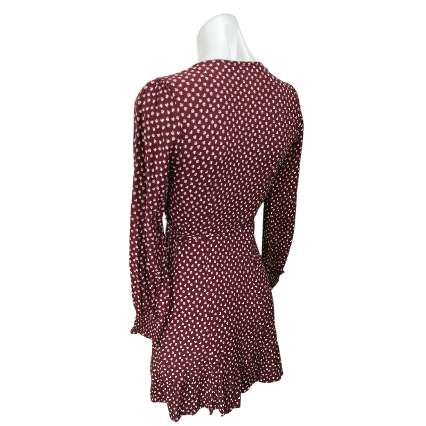 Abercrombie & Fitch Brown Floral Plunge V-Neck Long Sleeve Mini Wrap D Brie Abercrombie & Fitch Brown Floral Plunge V-Neck Long Sleeve Mini Wrap D Brie
