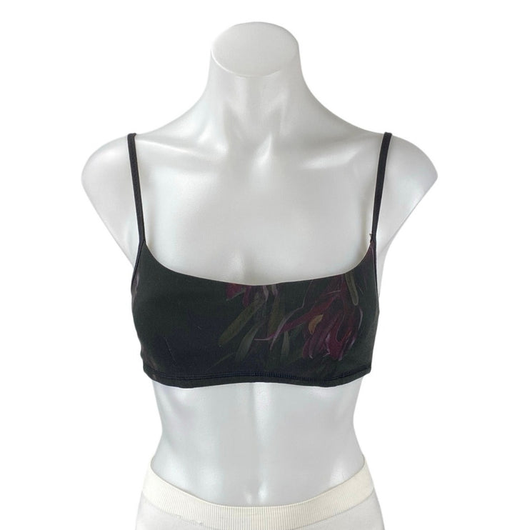 Lululemon Daily Black Floral Sleeveless Activewear Sports Bra Crop Tank Top S