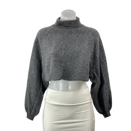 Free People Women's Dark Gray 100% Cashmere Turtleneck Cropped Sweater Top S