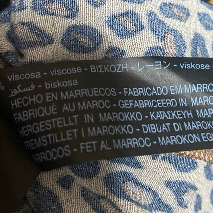 Zara Women's Tan Leopard Animal Long Puff Sleeve Pleated Blouse Top Size XS