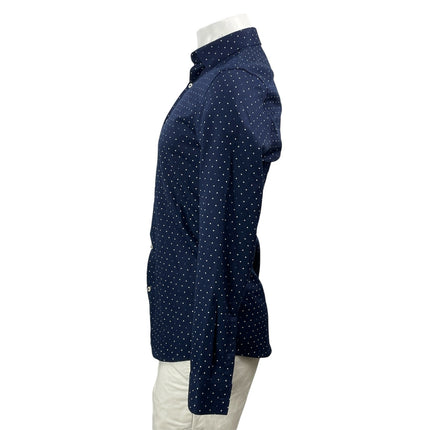 Zara Men's Blue Polka Dots Slim Fit Long Sleeve Button Down Shirt Top Size S