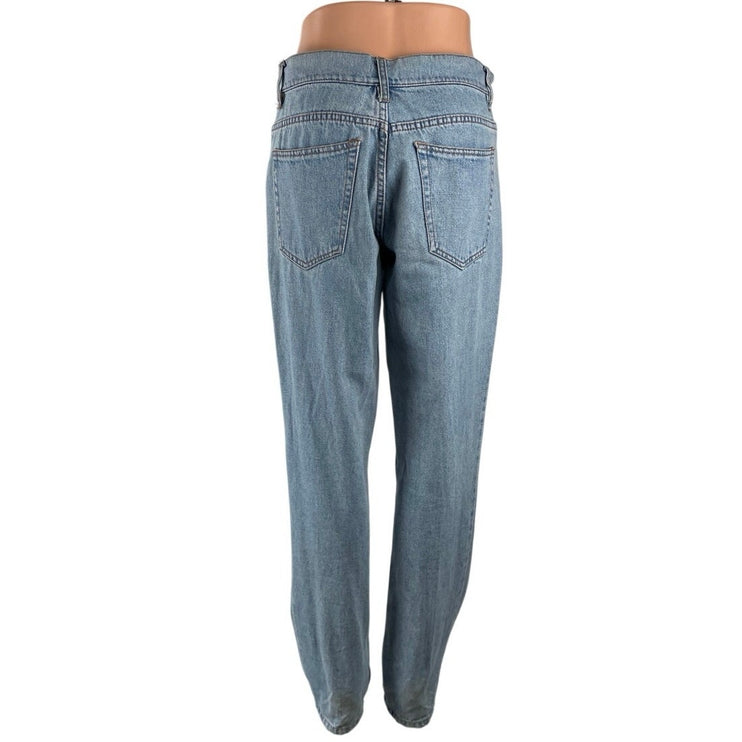 Women's Light Blue High Rise Relaxed Straight Palazzo Mom Denim Jeans Pants 40