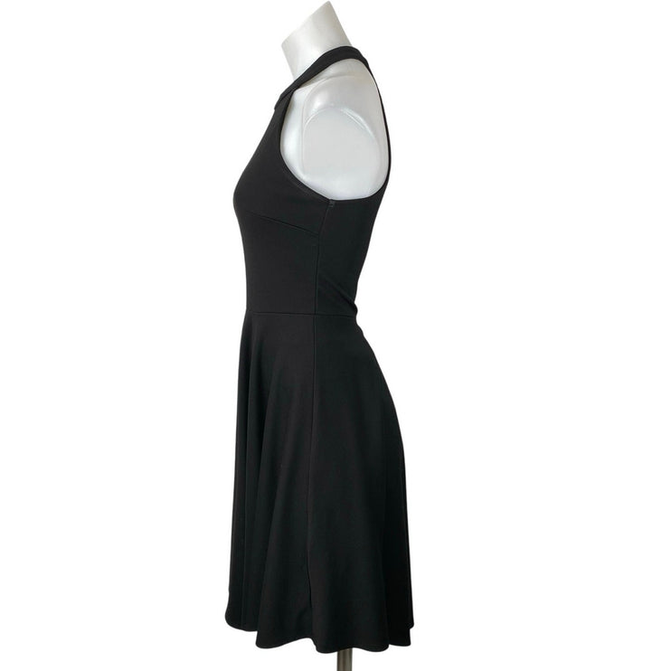 Aqua Women's Black Sleeveless Halter Zip Mini A-line Fit & Flare Dress Size S