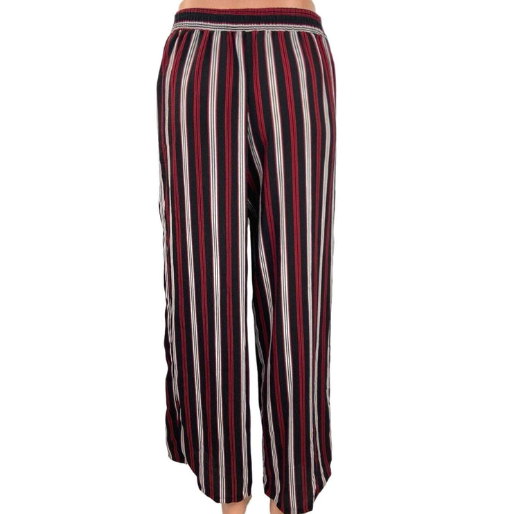 Ambiance Apparel Black Red Striped Wide Leg High Waist Palazzo Pants Trousers M