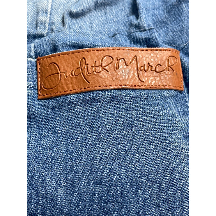 Judith March Women's Blue Lace Up High Rise Flare Bell Bottom Denim Jeans Size S