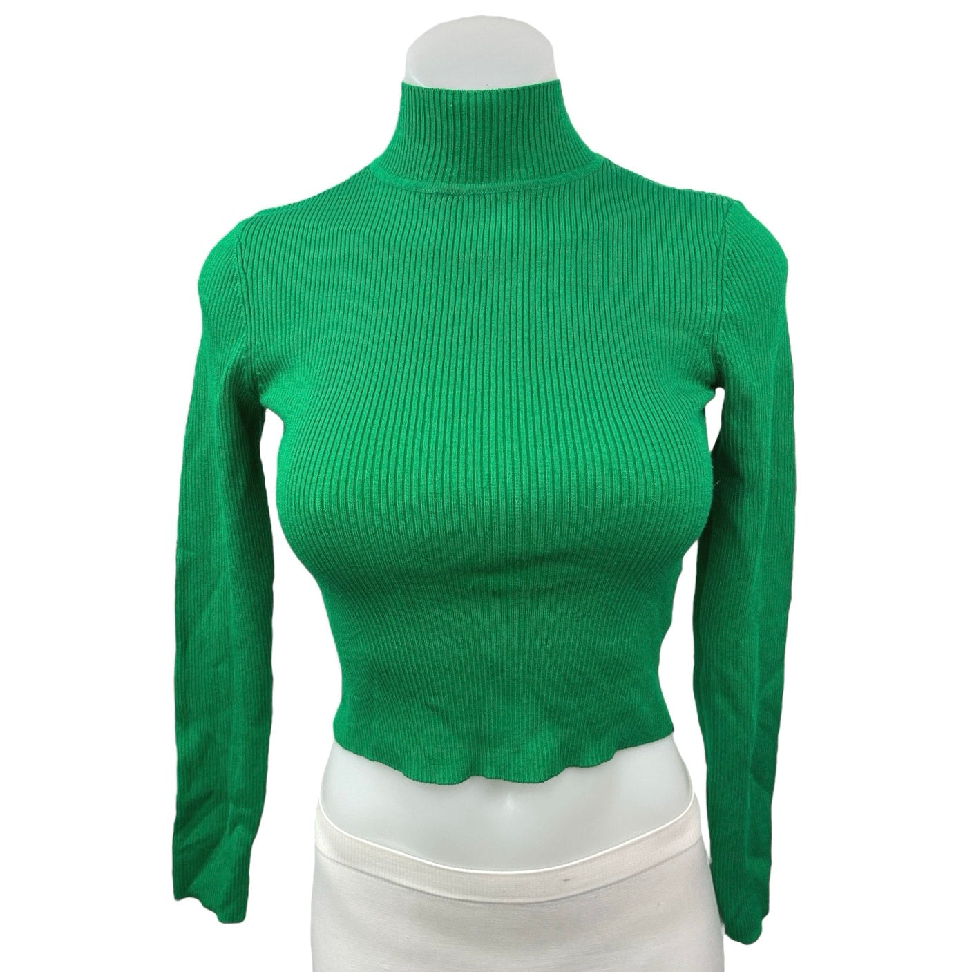 H&m Green Ribbed Turtleneck H&M Neon Ribbed Cropped Turtleneck