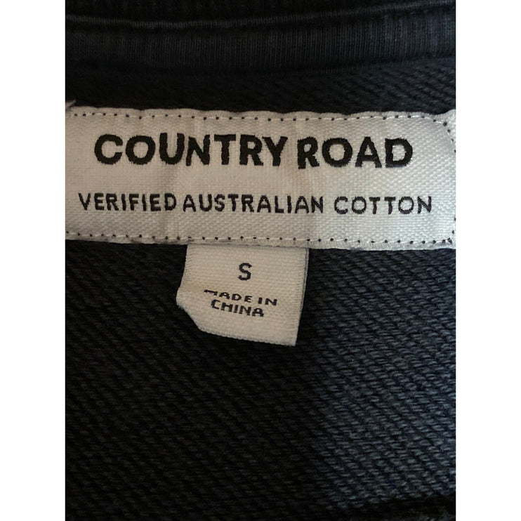 Country Road Women's Black Logo Long Sleeve Crew Neck Sweatshirt Top Size S