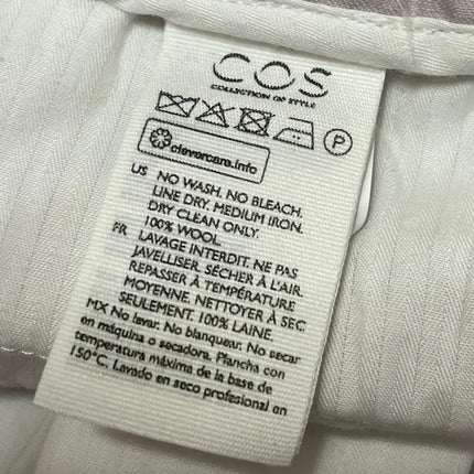 COS 100% Wool Pink Drawstring Elastic Waist Straight Wide Leg Trousers Pants 32