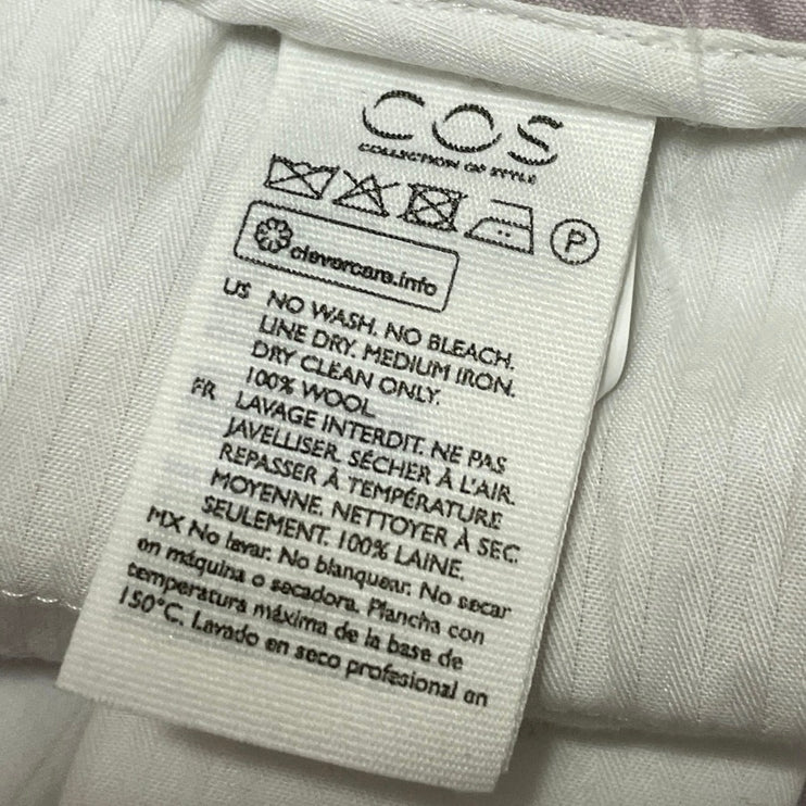 COS 100% Wool Pink Drawstring Elastic Waist Straight Wide Leg Trousers Pants 32