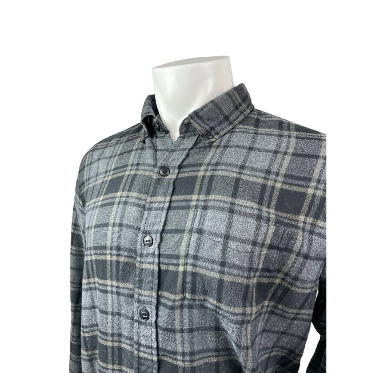 Weatherproof Men's Gray Plaid Check Collared Long Sleeve Button Down Shirt Top L