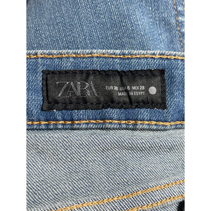 NEW Zara Blue High Rise Cropped Baggy Trouser Wide Leg Denim Jeans Pants Size 6