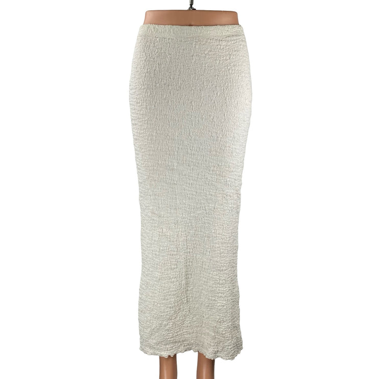 Princess Polly Gazet Womens Cream Textured High Rise Maxi Pencil Bodycon Skirt 2