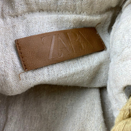 Zara Women's Tan Woven Straw Tube Rope Summer Boho Shoulder Hobo Backpack OS