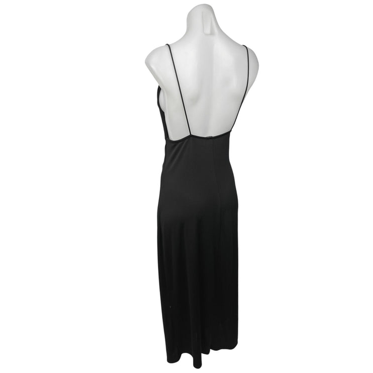 Zara Black Silky Cowl Neck Cami Camisole Midi Backless Tank Slip Dress Size L