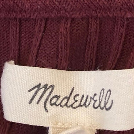 Madewell Maroon Red Rib knit Sweetheart Neck Long Sleeve Slim Sweater Top Sz XS