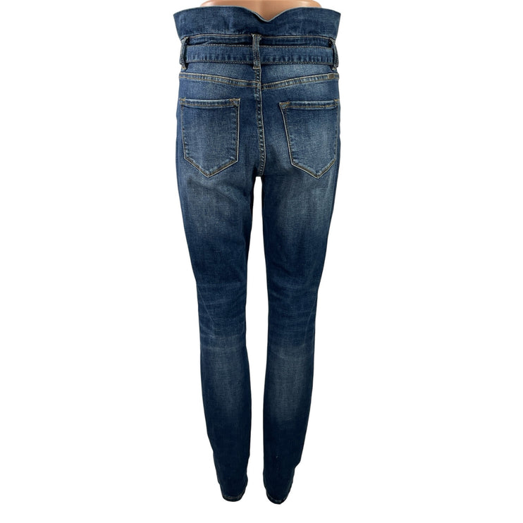 Kancan Women's Blue High Waisted Belt Dark Wash Skinny Denim Jeans Size 7/27