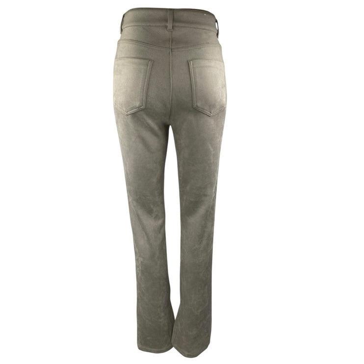 Zara Cream Beige Faux Suede Split Hem High Waist Flared Bootcut Trousers Pants 0