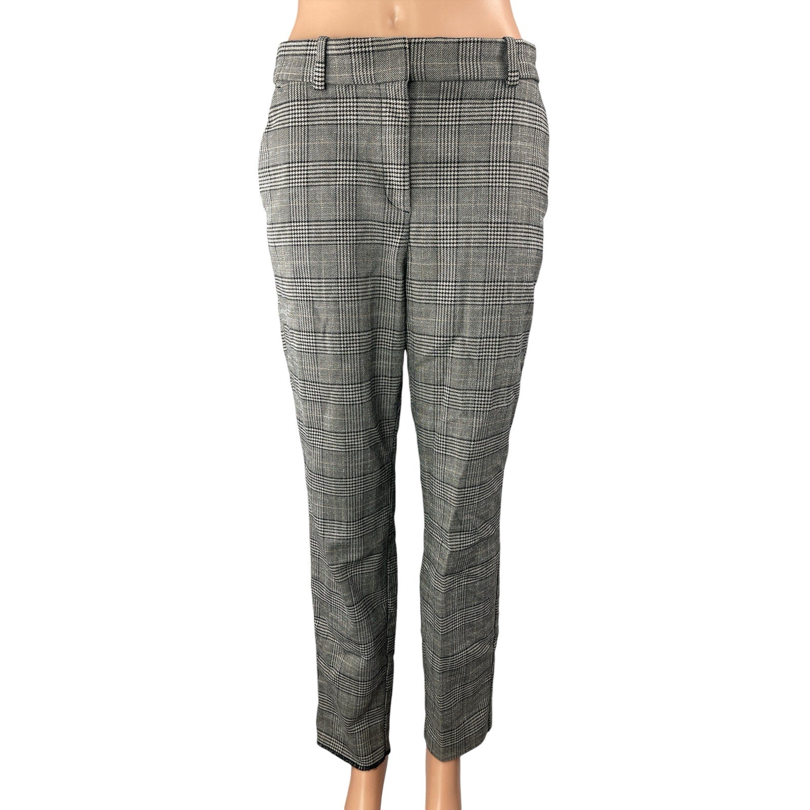 H&M Women's Gray Glen Plaid Check High Rise Skinny Trouser Dress Pants Size  8