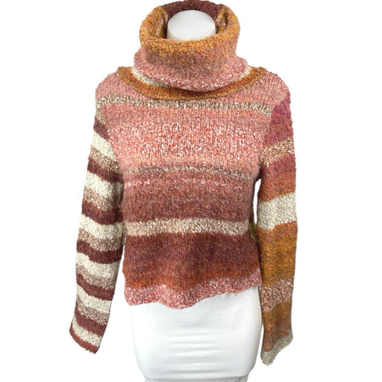 Free People My Girl Multicolor Wool Long Sleeve Turtleneck Cropped Sweater Top S