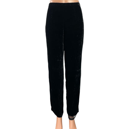 Ann Taylor Womens Black Velvet Velour HighWaisted Wide Leg Trousers Pants Size 4