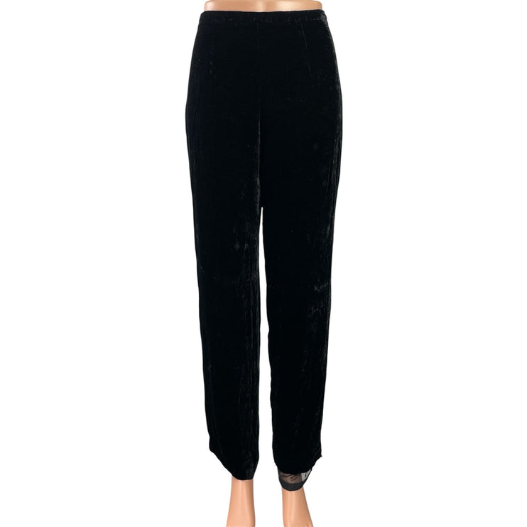 Ann Taylor Womens Black Velvet Velour HighWaisted Wide Leg Trousers Pants Size 4