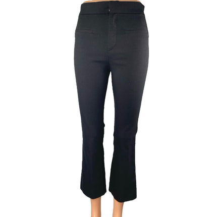 Zara Women's Black High Waisted Flared Bootcut Cropped Trousers Pants Size XS