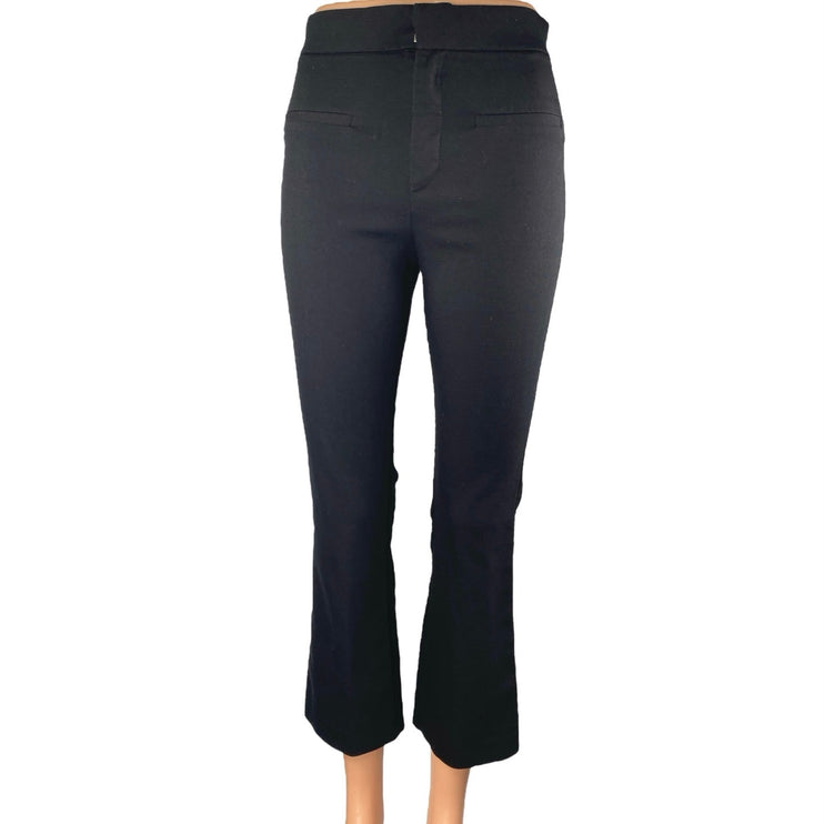 Zara Women's Black High Waisted Flared Bootcut Cropped Trousers Pants Size XS