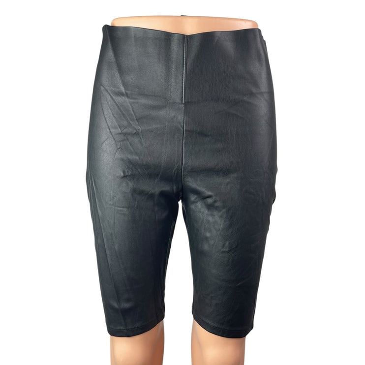 Ann Taylor LOFT Women's Black Faux Vegan Leather Activewear Biker Shorts Size S