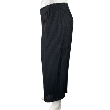 Zara Women's Black High Rise Relaxed Cropped Crinkle Wide Leg Trouser Pants XL