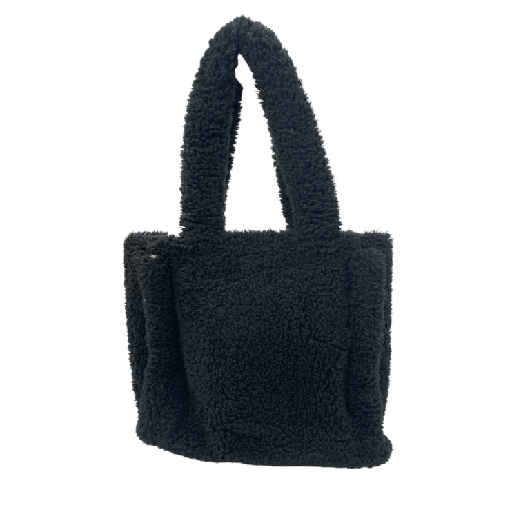 Skinnydip Liza Black White Yin Yang Faux Fur Snap Carry On Tote Bag Handbag OS