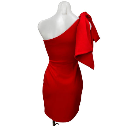 Pilgrim Women's Red One Shoulder Tie Bow Sleeveless Mini Bodycon Dress Size 2